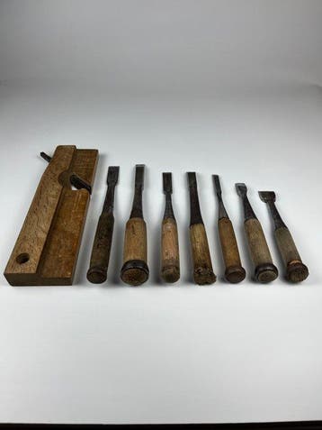 Vintage Japanse Timmerwerk / Houtbewerkingbeitels 7-delige