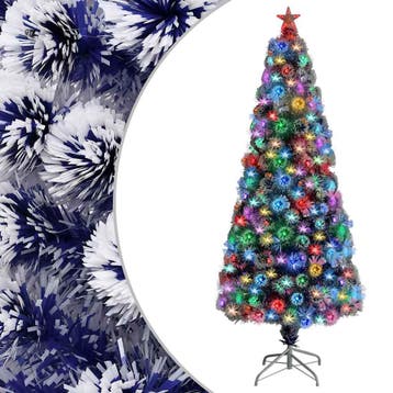 vidaXL Kunstkerstboom met verlichting 180 cm glasvezel wit, Verzenden, Nieuw