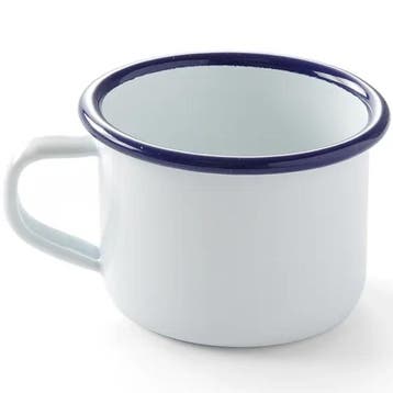 Kopje | Geëmailleerd Staal | Wit/Blauw | 12cl | Per Stuk |, Verzenden, Nieuw in verpakking