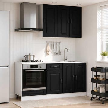 vidaXL Keukenblok KALMAR 5 st Zwart Bewerkt hout, Verzenden