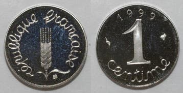 France Gadoury 91 1 Centime 1999 Type Epi Belle Epreuve K..., Verzenden, België