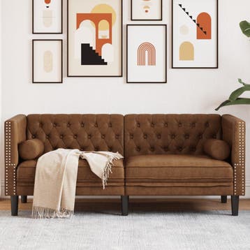 vidaXL Tweezitsbank / zetel Chesterfield-stijl met bolsters, Verzenden, Nieuw