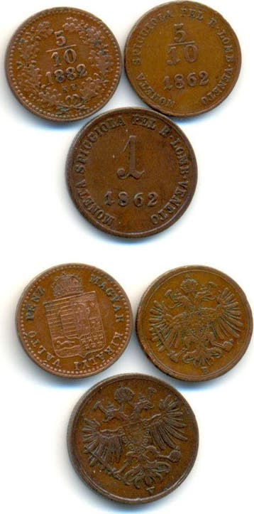 5/10 Kreuzer 1862 B, 1882 B, 1 Kr 1862 V Österreich: Lot..., Verzenden