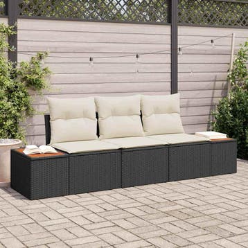 vidaXL Tuinbank Set 3 st 3-Aantal zitplaatsen Zwart en crème, Verzenden