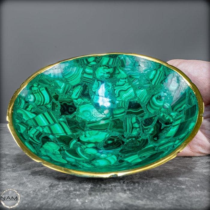 Exquise Malachiet-schaal – een meesterwerk van natuurlijke, Verzamelen, Mineralen en Fossielen