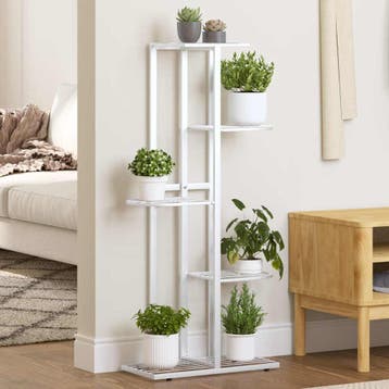 vidaXL Bloemenstandaard met 5 lagen 43x22x98 cm metaal wit, Tuin en Terras, Verzenden, Nieuw