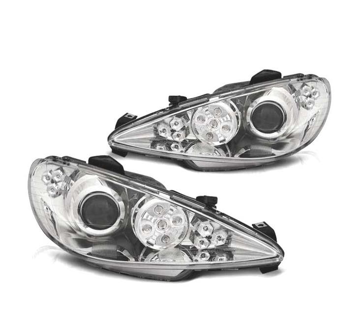 Phares Pour Peugeot 206 02- Daylight Angel Eyes Chromé, Auto-onderdelen, Verlichting, Verzenden