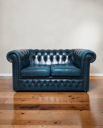 Chesterfield style - Canapé - Club - Cuir, Bois - VINTAGE