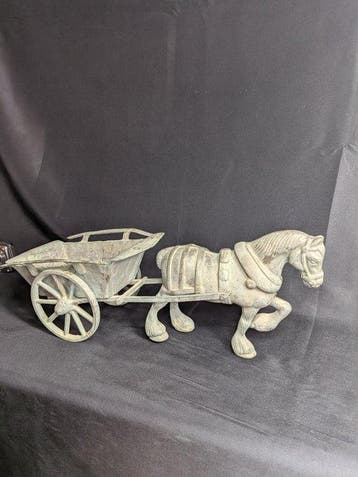 Statue, Cheval - 17 cm - Bronze patiné