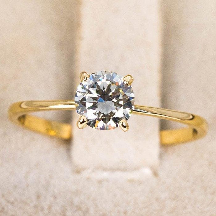 Zonder minimumprijs - Ring - 14 karaat Geel goud - 0.60ct., Bijoux, Sacs & Beauté, Bagues
