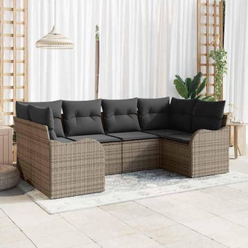 vidaXL Tuinbank Set 6 st Grijs Poly rattan, Verzenden, Nieuw