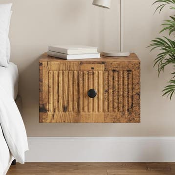 vidaXL Muurbevestigde Nachttafel Oud hout 33 x 34,5 x 20 cm, Verzenden