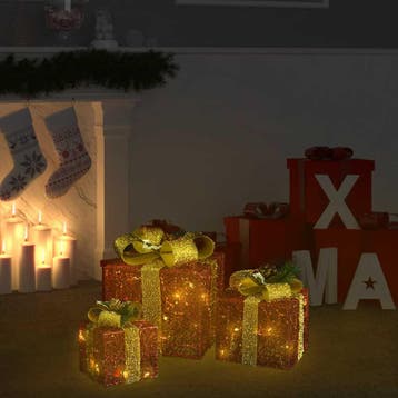vidaXL Kerstdecoratie geschenkdozen 3 st binnen/buiten rood, Verzenden