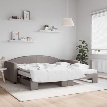 vidaXL Slaapbank met onderschuifbed en matrassen 100x200 cm, Verzenden