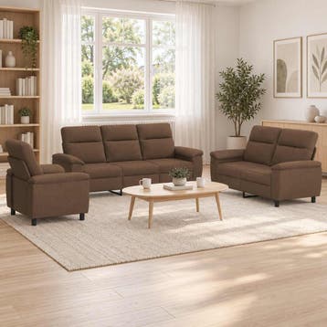 vidaXL bank / zetelstel 3 pcs Bruin Stof, Verzenden