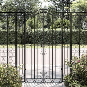 vidaXL Poort 121x8x180 cm smeedijzer zwart, Tuin en Terras, Verzenden, Nieuw