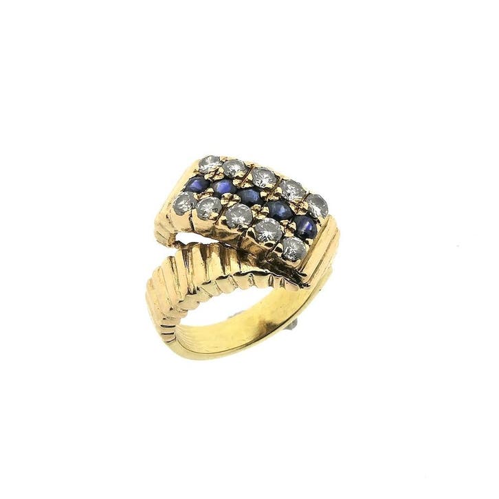 Gouden ring met saffier en diamanten; 0,50 ct., Bijoux, Sacs & Beauté, Bagues, Enlèvement ou Envoi