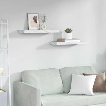 vidaXL Wandplank 2 st Wit Marmer 60 x 23,5 x 3,8 cm Bewerkt, Verzenden