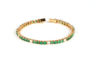 Bracelet - 18 carats Or jaune - 8.61ct. tw. Émeraude -