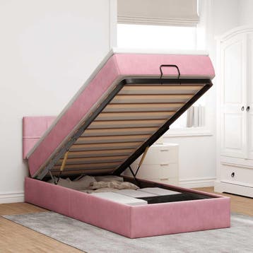 vidaXL Bed poef met matras en LEDs 80x200 cm fluweel roze, Verzenden