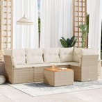 vidaXL 6-delige Loungeset met kussens poly rattan beige, Verzenden, Loungeset
