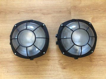Rare Vintage Pair of 60s Industrial Factory Bulkhead Wall