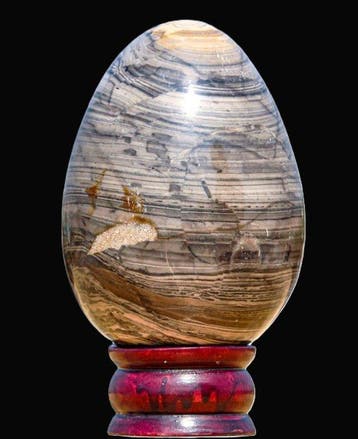 Grote 1,35 kg Spiderweb Jasper Display-Ei - India - 12,5 cm, Verzamelen