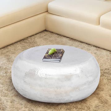vidaXL Salontafel gehamerd aluminium zilverkleurig, Huis en Inrichting, Tafels | Salontafels, Verzenden, Nieuw