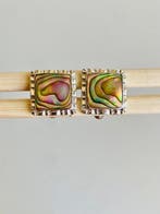 Zilver - Manchetknopen - Abalone Parelmoer, Antiek en Kunst