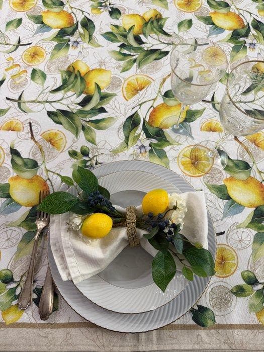 Elegante tafelkleed voor grote tafels aan de Amalfikust met, Antiek en Kunst, Antiek | Tapijten, Tafelkleden en Textiel