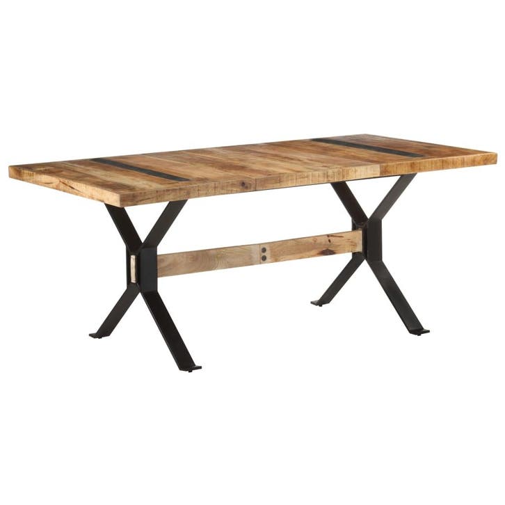 vidaXL Eettafel 180x90x76 cm ruw mangohout, Maison & Meubles, Tables | Tables à manger, Envoi