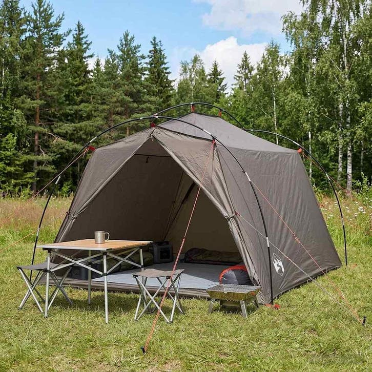 vidaXL Tunneltent Bruin en Grijs 2-persoons, Caravanes & Camping, Tentes, Envoi