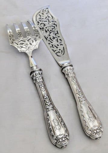 Henri Soufflot - Serveerset voor vis (2) - .950 zilver -, Antiek en Kunst