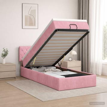vidaXL Ottoman bed met matras met hoofdeinde Roze 100 x 200, Verzenden