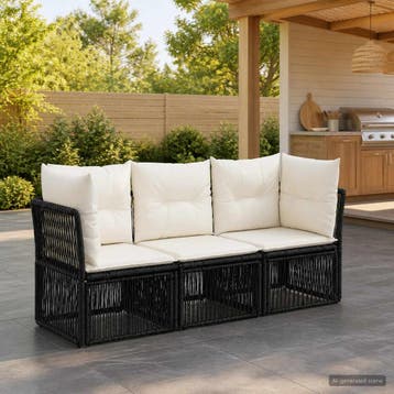 vidaXL Tuinbank Set 3 st Zwart poly rattan, Verzenden