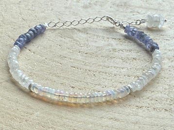 Argent - Bracelet - Opale, pierre de lune, tanzanite