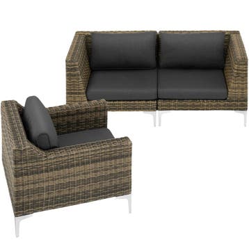 tectake Modulaire rotan set Villanova Aluminium Set 1 2-zits, Verzenden, Nieuw