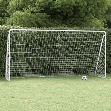 vidaXL Voetbaldoel met net 366x122x182 cm staal wit, Verzenden, Nieuw