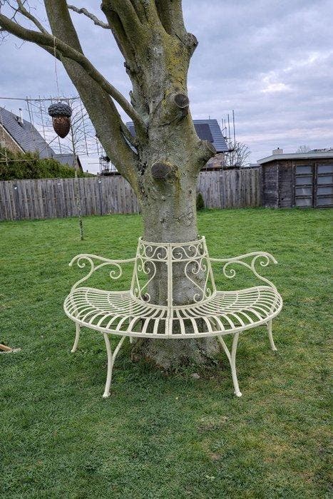Tree Bench Hearts White - New - Bank - Metaal, Antiek en Kunst, Curiosa en Brocante