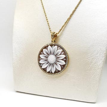 Argento 925 - Ketting met hanger - Handgegraveerde camee