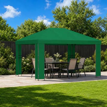 vidaXL Prieel 4 × 3 m Groen Polyester en Staal 190 gsm, Verzenden