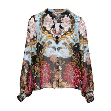 Princess goes Hollywood • zijden bloemen blouse • 38, Kleding | Dames, Maat 38/40 (M), Princess goes Hollywood, Verzenden, Zwart