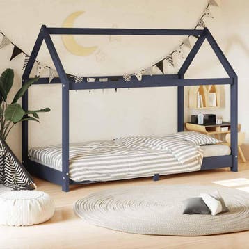 vidaXL Kinderbedframe massief grenenhout grijs 70x140 cm, Verzenden