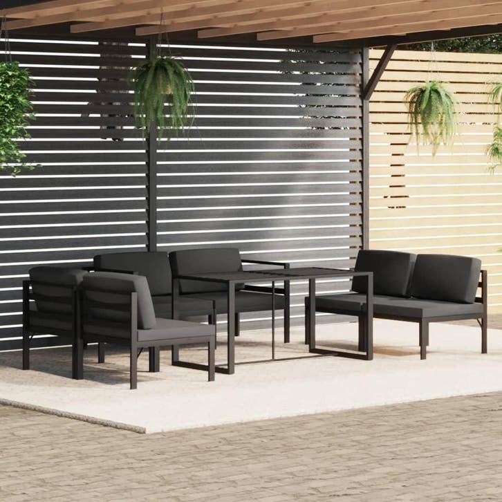 vidaXL 7-delige Loungeset met kussens aluminium, Jardin & Terrasse, Ensembles de jardin, Envoi