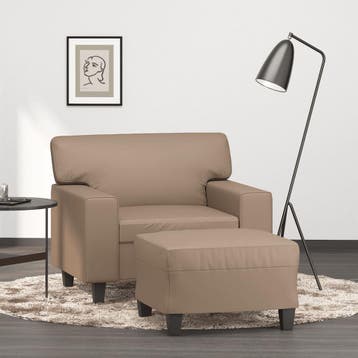 vidaXL Fauteuil met voetenbank / zetel 60 cm kunstleer, Verzenden