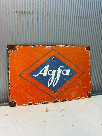 Afga Agfa – Klassiek Logo – Emaille Reclamebord, Nieuw