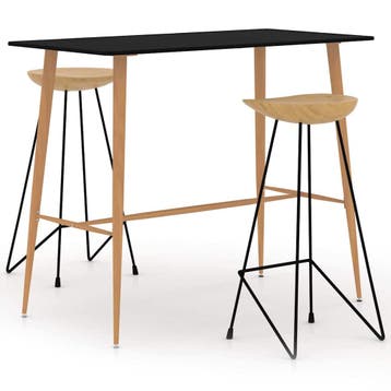 vidaXL 3-delige Barset zwart, Verzenden, Nieuw