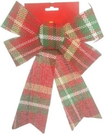 Kerststrik Tartan Rood/Groen 30x9 cm per stuk, Nieuw