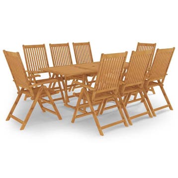 vidaXL 9-delige Tuinset massief teakhout, Verzenden, Nieuw, Tuinset