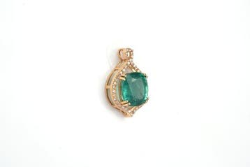 Pendentif - 18 carats Or jaune - 3.10ct. tw. Émeraude -